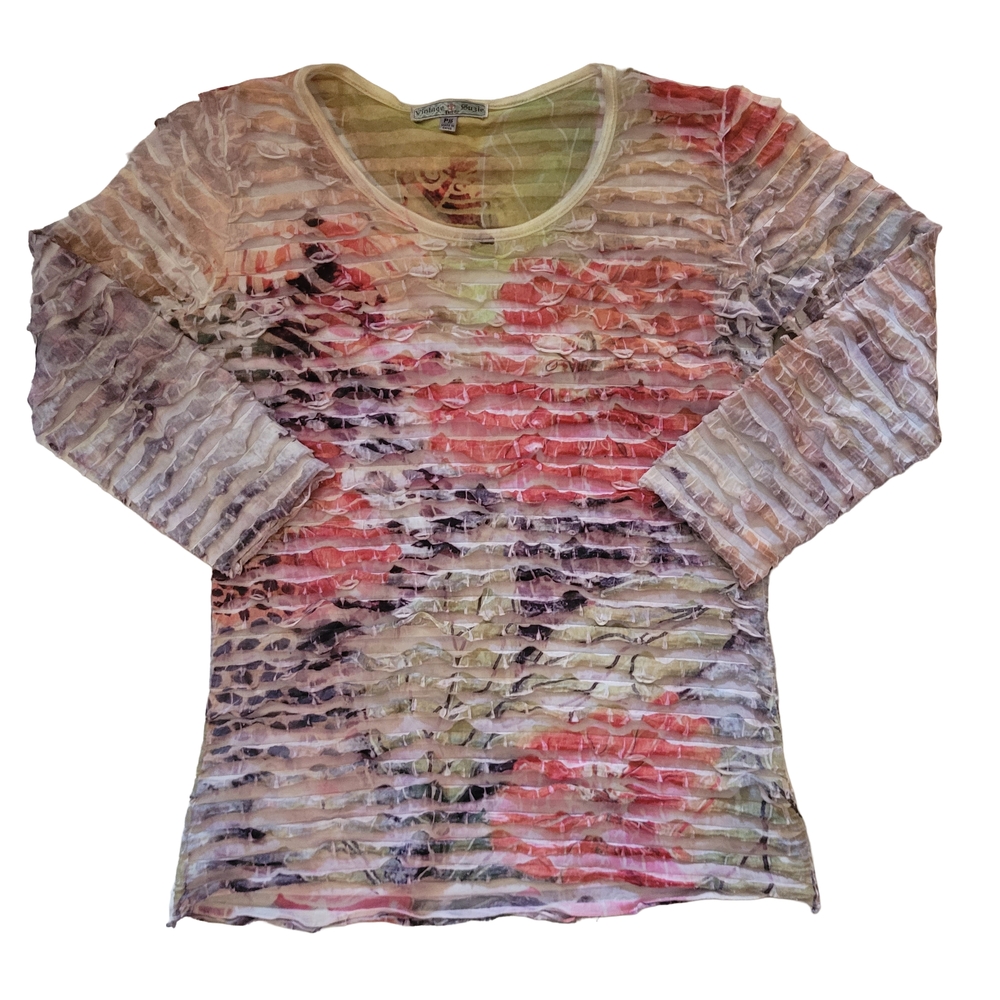 Vintage Suzie Pastel Textured Long Sleeve Top